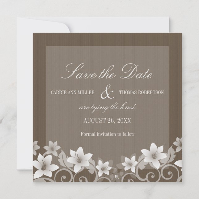 Ivory Rustic Floral Sauvez la date Invitation (Devant)