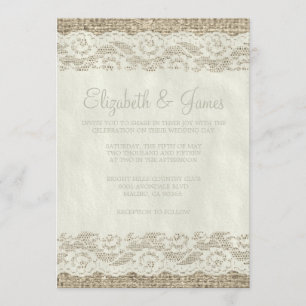 Ivory Rustic Lace Wedding Invitations