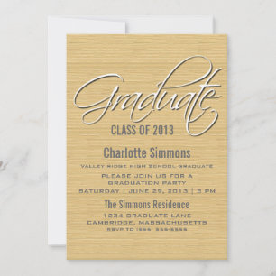 Ivory Rustic Script Graduation Invite