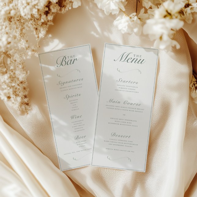 Ivory & Sage Double Sided Wedding Dinner/Bar Menu (Creator Uploaded)