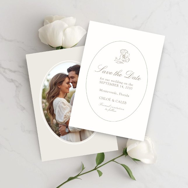 Ivory & Sand | Chic Couple Script Wedding Save The Date (Creator Uploaded)