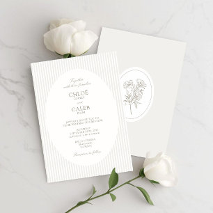 Ivory & Sand Faire-part de mariage ovale botaniq