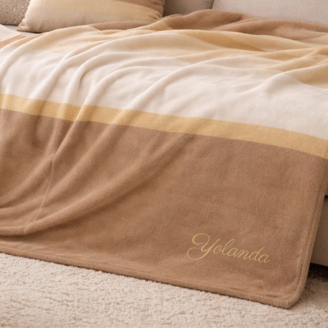 Ivory Sand Gradient Fleece Blanket (Sandy beige fading into pale ivory with a soft champagne line for layered neutral spaces.)