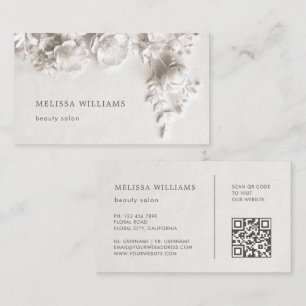 Ivory Sculptural 3D Flowers Business Card