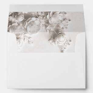 Ivory Sculptured Flowers Roses Wedding Envelope