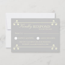 Ivory & Silver Luxury Wedding RSVP Card