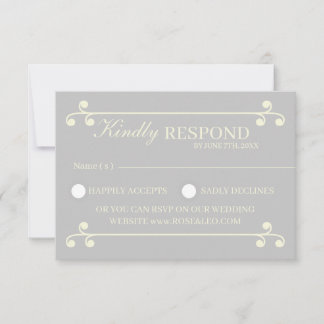 Ivory & Silver Luxury Wedding RSVP Card