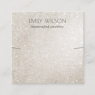 Ivory Silver Sparkle Glitter Shiny Earring Display Square Business Card