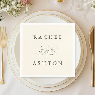Ivory Simple Elegant Wedding Napkins