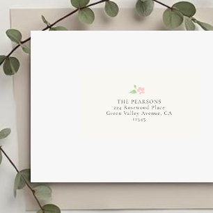Ivory Simple Floral Wedding Address Label