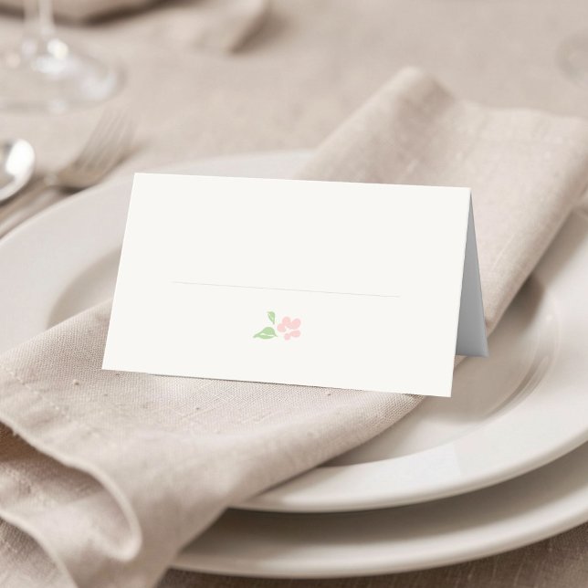 Ivory | Simple Floral Wedding Table Place Card (Creator Uploaded)