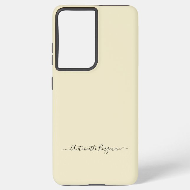 Ivory Simple Minimalist Script Custom Name Samsung Galaxy S21 Ultra Case (Back)