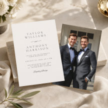 Ivory Simple Modern Elegant Photo Wedding