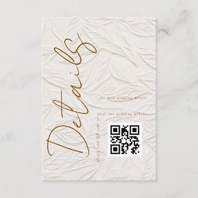 Ivory Simple QR code Wedding Details  Enclosure Card (Front)