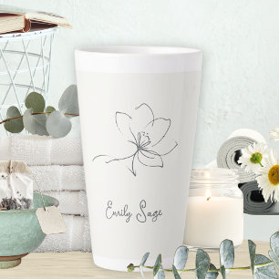 Ivory Slate Grey Botanical Line Art Minimalist Zen Latte Mug