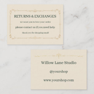 Ivory Small Business Return Policy Insert Card