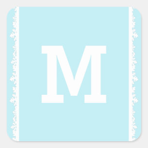 Ivory Snowflake Frame Holiday Monogram Square Sticker