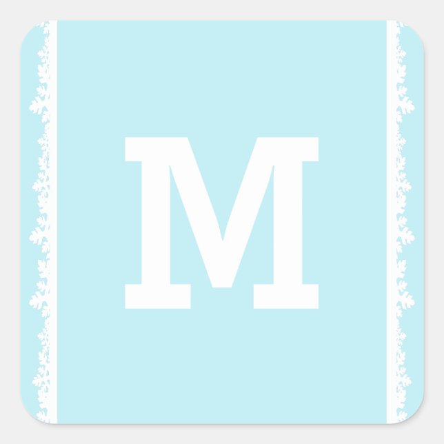 Ivory Snowflake Frame Holiday Monogram Square Sticker (Front)