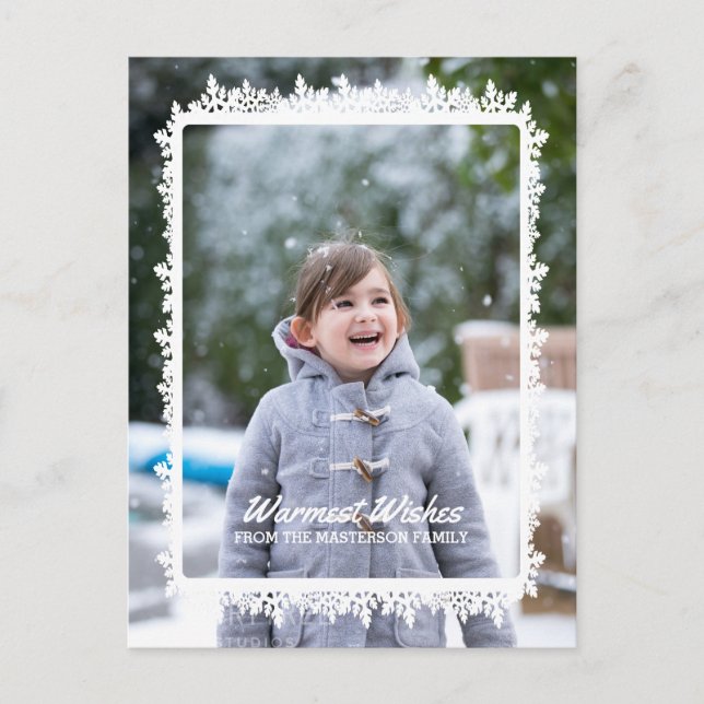 Ivory Snowflake Frame Holiday Photo (Front)
