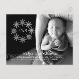Ivory Snowflake Wreath Holiday Photo Postcard
