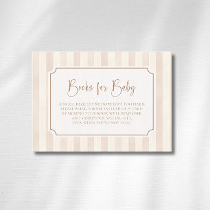 Ivory Soft Brown Stripe Gold Frame Books For Baby Enclosure Card