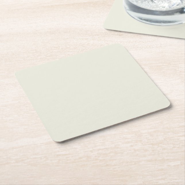 Ivory Solid Colour Customize It Square Paper Coaster (Angled)