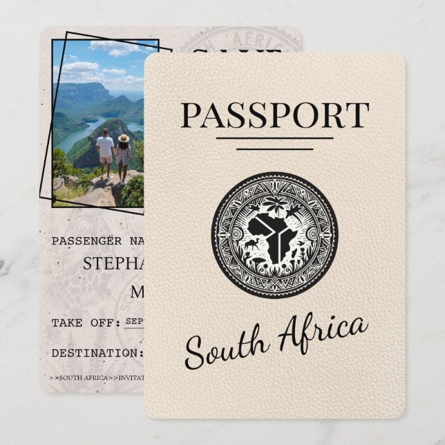 Ivory South Africa Passport Save The Date (Front/Back)