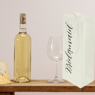 Ivory Stylized Script Wedding Bridesmaid Wine Gift Bag