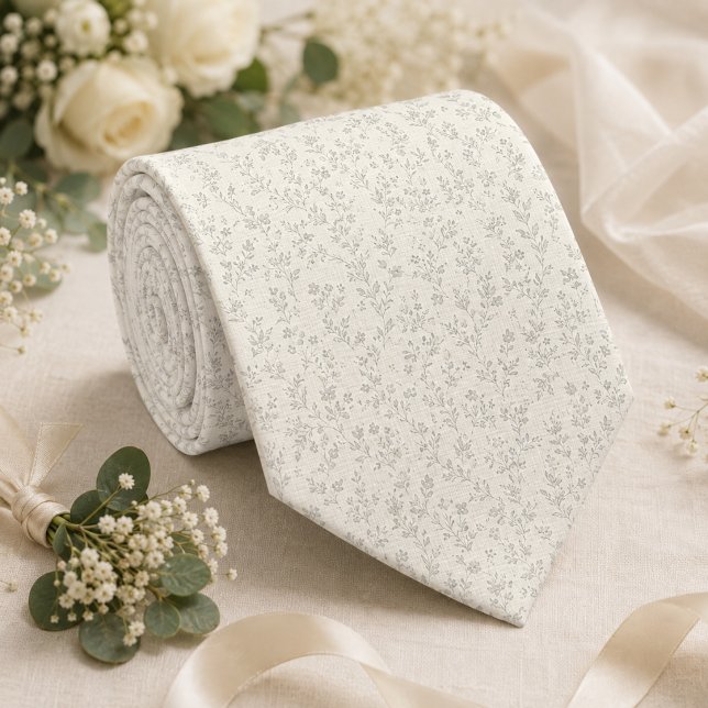 Ivory Subtle Floral Tie (Creator Uploaded)