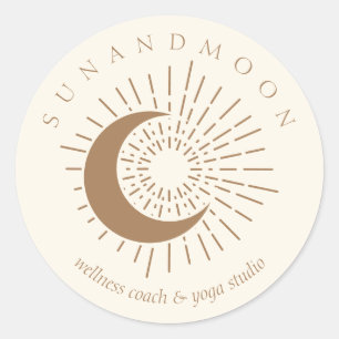 Ivory Sun Moon Spiritual Solar Energy Healing Classic Round Sticker
