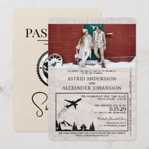 Ivory Sweden Passport Wedding Invitation