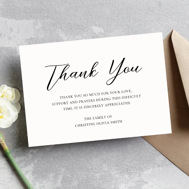 Ivory Syrmpathy Thank You Funeral Note Card  (Ivory Sympathy Thank You Card)