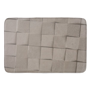 Ivory tan sand beige tile square pattern bath mat
