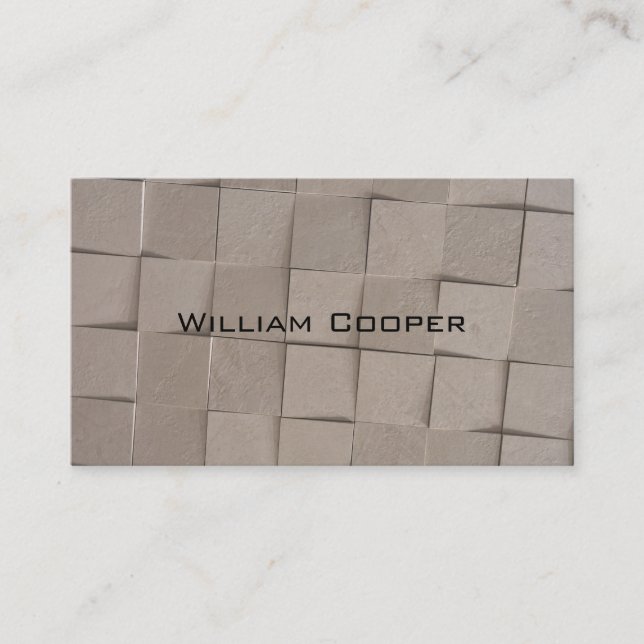 Ivory tan sand beige tile square pattern business card (Front)