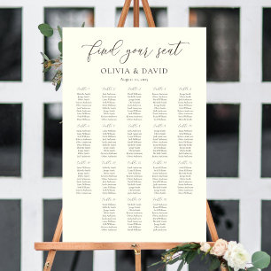 Ivory & Taupe Colour Script 18 tables Seating Char Poster