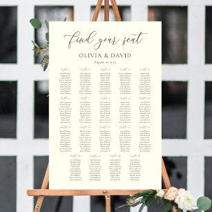 Ivory & Taupe Colour Script 19 tables Seating Char Poster
