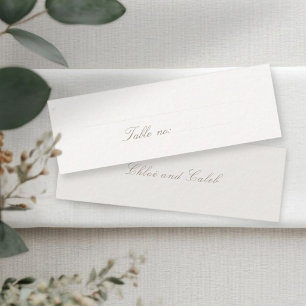 Ivory & Taupe   Minimal Wedding Place Name Escort Mini Business Card