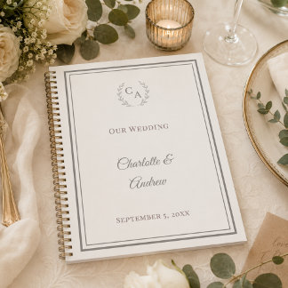 Ivory taupe monogrammed wedding planner