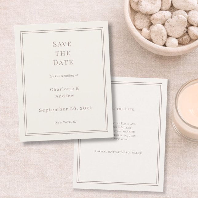 Ivory taupe simple wedding Save the Date Card (Creator Uploaded)