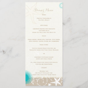 Ivory Taupe Teal Beach Starfish Wedding Menu