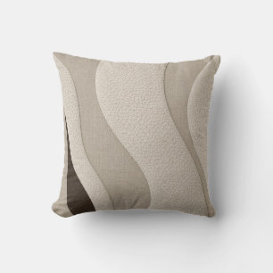 Ivory Taupe Wavy Textured Abstract Throw Pillow