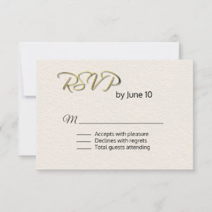 Ivory Textured Look Wedding RSVP Card