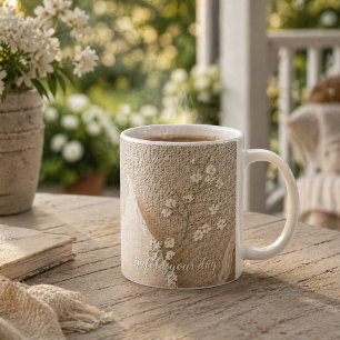 Ivory Torn Paper Floral Minimalist Texture Art Coffee Mug