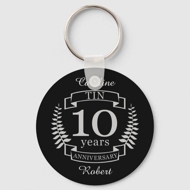 Ivory Traditional wedding anniversary 10 years Keychain (Front)