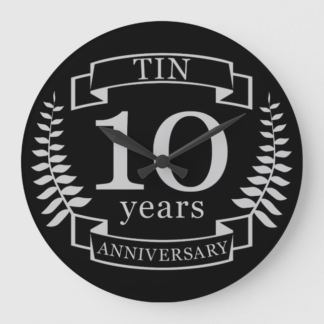 Ivory Traditional wedding anniversary 10 years Large Clock (Front)