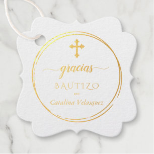 Ivory Turquoise Lilies Flowers Thank You Baptism Favour Tags