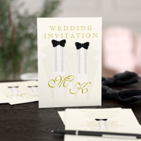 Ivory Tuxedo Two Grooms Wedding Invitation