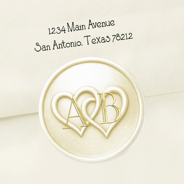 Ivory Two Hearts Intertwined Monogram Wedding Classic Round Sticker (Creator Uploaded)