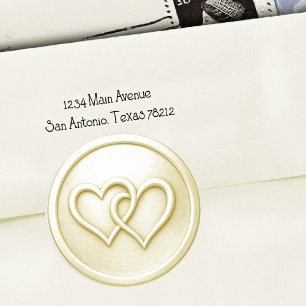 Ivory Two Hearts Intertwined Wedding Classic Round Sticker