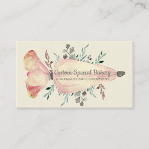 Ivory Vanilla Bakery Flowers Cake Pastry Business Card